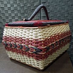 レトロ 裁縫箱 ソーイングボックス バスケット カゴ オブジェ 内蓋無し コレクション 札幌市 東区 新道東店の画像