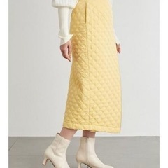 新品【Lily Brown リリーブラウン】キルティングスカート 秋冬 イエロー 0サイズ Sサイズの画像