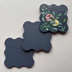 トールペイント　花　コースター　3枚セットの画像