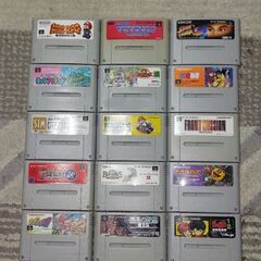 ニンテンドースーパーファミコン本体、配線一式、カセットも画像から選べる計５本付き♪まとめ売り❗任天堂♪寒くて引きこもるならこれで(笑)の画像
