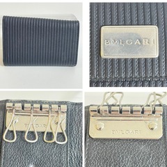 BVLGARI ブルガリ キーケース ミレリゲ レザー メンズ レディース　黒の画像