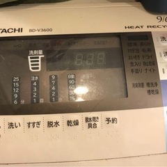 ドラム式洗濯機　HITACHI BD-V3600の画像