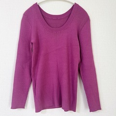 新品【CELFORD】シルク混リブニットプルオーバー パープル 36 Sサイズの画像