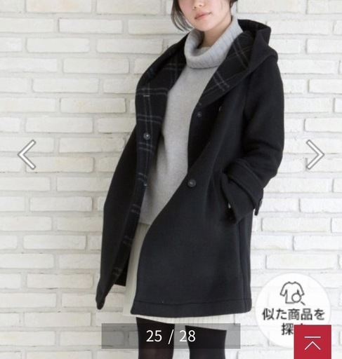 #未使用に近い#ペルルペッシュ#ウールフードコート#ブラック#サイズ36#日本製