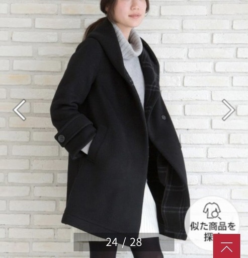#未使用に近い#ペルルペッシュ#ウールフードコート#ブラック#サイズ36#日本製