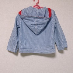 95 ELFINDOLI CLASSIC ストライプ フード付き　アウター 2way パーカー ブルー マリン　羽織り　ベビー服の画像