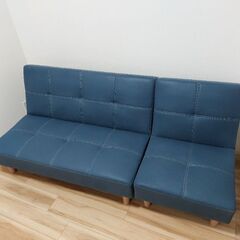 【美品】ソファベッド 6WAY 傷に強い ペット ソファー ベッド カウチソファー ブルーの画像