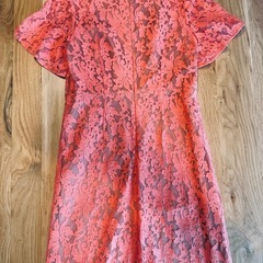 オレンジレースパーティードレスの画像