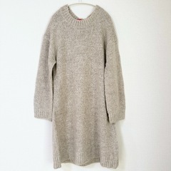 新品【Lily Brown】花柄スカーフ付きニットワンピース ベージュ Fサイズの画像