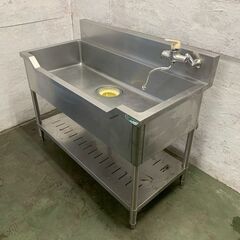 タニコー ステンレス製 舟形シンク 水栓付き W1200×D600×H800 厨房 厨房機器 店舗 店舗用品 ステンレスシンク 1槽シンク 中段付き Y2376YGの画像