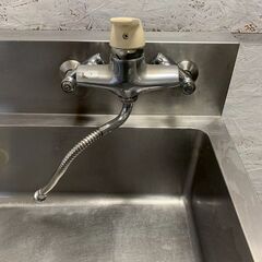 タニコー ステンレス製 舟形シンク 水栓付き W1200×D600×H800 厨房 厨房機器 店舗 店舗用品 ステンレスシンク 1槽シンク 中段付き Y2376YGの画像