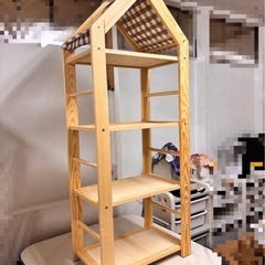 4段本棚　木製ラック 家の形 収納棚の画像