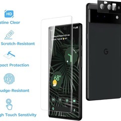 【3+2セット】Google Pixel 6 Pro ガラスフィルム*3+レンズ保護フィルム*2 液晶 強化ガラスフィルム HD透明、丸がない/指紋認証対応/全面吸着/3D全面保護 薄/高硬度9H 耐衝撃/高透過率 6 Pro 日本硝子素材【UV独創設計】の画像