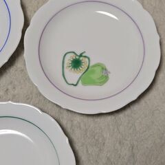 深川製磁 小皿5枚 豆皿 陶器 食器 蓮根 葱 唐辛子 ピーマン アスパラガスの画像