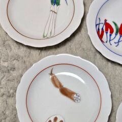深川製磁 小皿5枚 豆皿 陶器 食器 蓮根 葱 唐辛子 ピーマン アスパラガスの画像