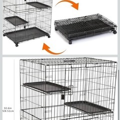 キャットケージ 3段 おりたたみひき折りたたみ式の画像