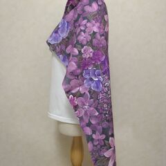 ストール　パープル×花②の画像