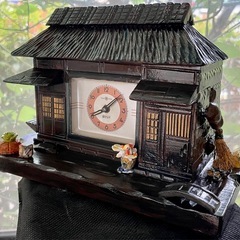 古民家置き時計　稼動品　美品　リメイクOH済　機械式　オルゴール付 木製の画像