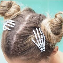 【新品未使用】ヘアクリップ スカル ボーン スケルトン コスプレ ハロウィン ホラー ヘアピンの画像