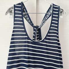 タンクトップ ワンピース 紺色 ボーダー M レディースの画像