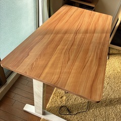 電動式昇降デスク　木目調の画像