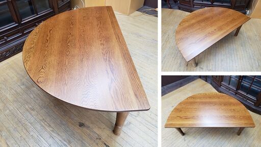 J29　美品！！葉山家具　半月　センターテーブル　高さ二段階