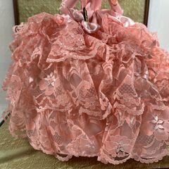 SUKIYO DOLL リボン フランス人形 ガラスケース付 インテリア 置物 昭和レトロの画像