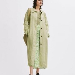 新品【Mila Owen】シャツライクヘンプステンカラーコート グリーン Sサイズの画像