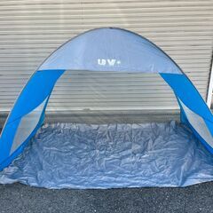 TOPVALU サンシェード ファミリータイプ UV加工 青 ワンタッチ キャンプ アウトドアの画像