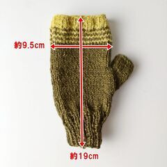 手編み 帽子＆ハンドウォーマー　秋色ストライプの画像