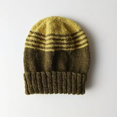 手編み 帽子＆ハンドウォーマー　秋色ストライプの画像