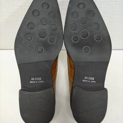 美品  響 hibiki メンズ ビジネスシューズ モンクストラップ ブラウン系 身長アップ 24.5cm 本革風　251030-1Tの画像