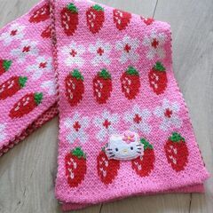 ⑨ハローキティ♡キティーちゃん♡マフラー　中古　USED　幼児　子供　洗濯済の画像