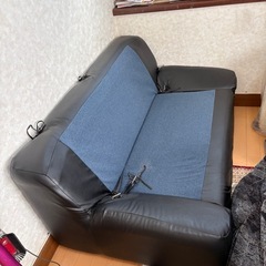 2人がけソファ　本革　ブラック　レザーの画像