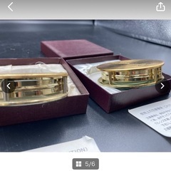 祝　３０周年　年金者連盟　宇佐支部　２点　箱有り　虫眼鏡　レンズ　ルーペ　メッキ　拡大鏡　ゴールド　丸型　記念品　＊B1179＊の画像