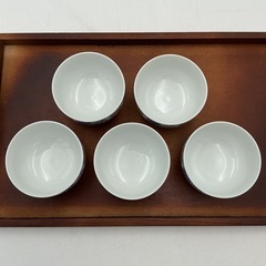 和食器 湯呑み 5客セット 古典文様 青絵 花模様の画像