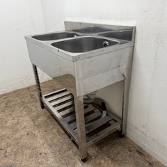 アズマ　azuma　業務用　2層シンク流し台　ヘコミ有り　W９００ｘD４５０ｘH８００ｍｍの画像