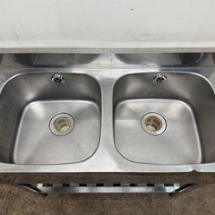 アズマ　azuma　業務用　2層シンク流し台　ヘコミ有り　W９００ｘD４５０ｘH８００ｍｍの画像