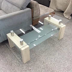 【ガラス天板センターテーブル】ガラスセンターテーブル リビングテーブル テーブル コーヒーテーブル　ナチュラルの画像