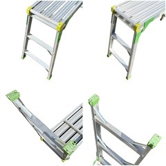 ○ アルミ洗車梯子 作業台 洗車台 足場 床高さ 75cm 足場板寸法 L100×W31×T4.5cm 最大使用荷重 100kg NSD-75 中古品■ジモティ姫路の画像