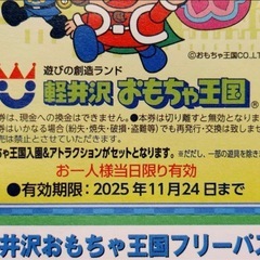 軽井沢おもちゃ王国のフリーパス　4枚の画像