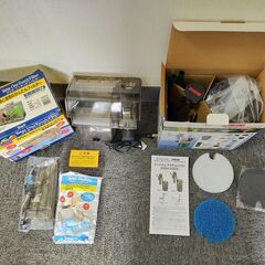  △ ① GEX 水槽 プラスチック製＆ワンタッチフィルター、鑑賞魚用ろ過器セット 幅 60cm 貯水確認済 全体的にキズ、汚れあり 現状渡しの画像