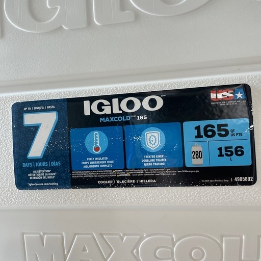 未使用品‼️【在庫1点】【イグロー/IGLOO】【クーラーボックス 156L/165QT】【管理番号13010】町