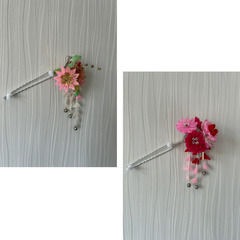新品✨ぎをん 幾岡屋 髪飾り 舞妓 芸妓 花かんざし ピンク 赤 2個セット 京都 和装 ヘアアクセサリーの画像