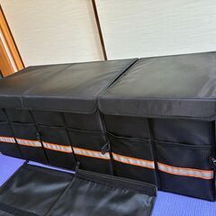車用収納ボックス トランクボックス トランク ラゲッジルーム収納 大容量シートバックポケット 後部座席収納 防水 滑り止め バック 蓋付き (ブラック,100L-90*35*30cm)の画像