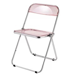 ※11/10までの限定価格※クリアチェア 折りたたみ おしゃれ 韓国 パイプ椅子　ピンクの画像