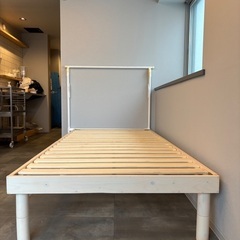 高さ調整可能 天然木すのこベッド　シングル　ナチュラルの画像
