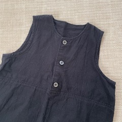 ノースリーブロンパース オーバーオール 黒 70cmの画像