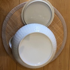 新品・未使用、両手鍋＃ソフトドット模様 上質ホワイト陶器の画像