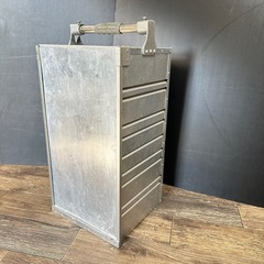 昭和 レトロ　 おかもち　インテリアに 出前箱 業務用 当時物 ゆたかの堤箱　取手有り60cm 箱50×26×28cmの画像